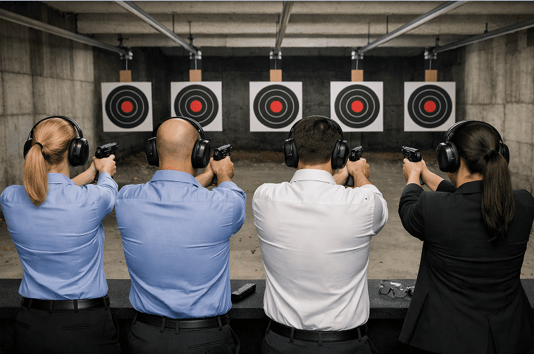 team building at the gun range